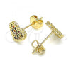 Oro Laminado Stud Earring, Gold Filled Style Heart Design, with Multicolor Micro Pave, Polished, Golden Finish, 02.156.0446.3