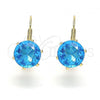 Oro Laminado Leverback Earring, Gold Filled Style with Blue Topaz Cubic Zirconia, Polished, Golden Finish, 5.128.062