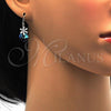 Rhodium Plated Dangle Earring, Heart and Flower Design, with Light Yellow Swarovski Crystals and White Micro Pave, Polished, Rhodium Finish, 02.63.2579
