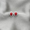 Sterling Silver Stud Earring, with White Cubic Zirconia and Orange Red Pearl, Polished, Silver Finish, 02.399.0038.1