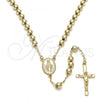 Oro Laminado Medium Rosary, Gold Filled Style Virgen Maria and Crucifix Design, Polished, Golden Finish, 09.118.0013.24
