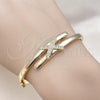 Oro Laminado Individual Bangle, Gold Filled Style with White Micro Pave, Polished, Golden Finish, 07.204.0006.04