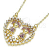 Oro Laminado Pendant Necklace, Gold Filled Style Little Girl and Heart Design, with Ruby and White Micro Pave, Polished, Golden Finish, 04.195.0063.18