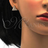 Oro Laminado Stud Earring, Gold Filled Style with White Cubic Zirconia, Polished, Golden Finish, 02.213.0052