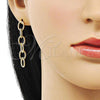 Oro Laminado Long Earring, Gold Filled Style Diamond Cutting Finish, Golden Finish, 02.213.0654