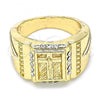 Oro Laminado Mens Ring, Gold Filled Style Crucifix Design, with White Crystal, Polished, Golden Finish, 01.351.0009.11 (Size 11)