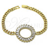 Oro Laminado Fancy Bracelet, Gold Filled Style with White Cubic Zirconia, Polished, Golden Finish, 03.283.0120.07