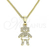 Oro Laminado Pendant Necklace, Gold Filled Style Little Girl Design, Polished, Golden Finish, 04.213.0195.20