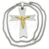 Stainless Steel Pendant Necklace, Crucifix Design, Polished, Two Tone, 04.116.0003.30