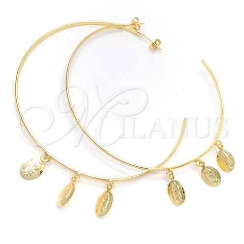 Oro Laminado Large Hoop, Gold Filled Style Guadalupe Design, Polished, Golden Finish, 02.58.0075.70