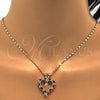 Oro Laminado Pendant Necklace, Gold Filled Style Heart Design, with Garnet and White Cubic Zirconia, Polished, Golden Finish, 04.210.0001.2.18