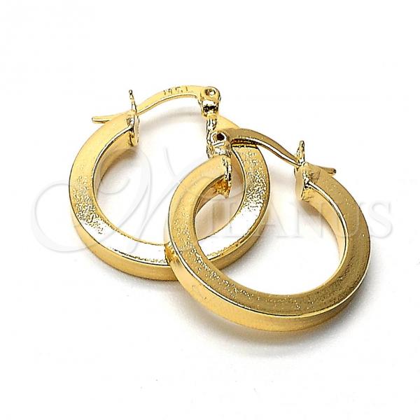 Oro Laminado Small Hoop, Gold Filled Style Matte Finish, Golden Finish, 102.03