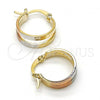 Oro Laminado Small Hoop, Gold Filled Style Matte Finish, Tricolor, 02.65.2618.15