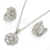 Sterling Silver Earring and Pendant Adult Set, with White Cubic Zirconia, Polished, Rhodium Finish, 10.175.0040