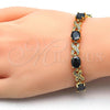 Oro Laminado Tennis Bracelet, Gold Filled Style Hugs and Kisses Design, with Black and White Cubic Zirconia, Polished, Golden Finish, 03.206.0001.9.07