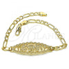 Oro Laminado Fancy Bracelet, Gold Filled Style Elephant and Owl Design, Polished, Golden Finish, 03.351.0036.08
