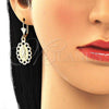 Oro Laminado Dangle Earring, Gold Filled Style Guadalupe Design, Polished, Golden Finish, 02.351.0071