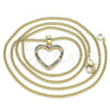 Oro Laminado Pendant Necklace, Gold Filled Style Heart Design, with Multicolor Micro Pave, Polished, Golden Finish, 04.94.0039.2.20