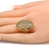 Oro Laminado Multi Stone Ring, Gold Filled Style with White Cubic Zirconia, Polished, Golden Finish, 01.118.0051.08 (Size 8)