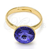 Oro Laminado Multi Stone Ring, Gold Filled Style with Tanzanite Swarovski Crystals, Polished, Golden Finish, 01.239.0001.8 (One size fits all)