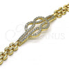 Oro Laminado Fancy Bracelet, Gold Filled Style with White Micro Pave, Polished, Golden Finish, 03.283.0232.08