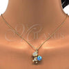 Oro Laminado Pendant Necklace, Gold Filled Style Teddy Bear Design, with Aquamarine and Aurore Boreale Swarovski Crystals, Polished, Golden Finish, 04.239.0041.5.18