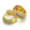 Oro Laminado Huggie Hoop, Gold Filled Style with Garnet and White Cubic Zirconia, Polished, Golden Finish, 02.210.0039.2.15