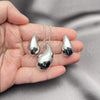Rhodium Plated Earring and Pendant Adult Set, Chunky and Hollow Design, Polished, Rhodium Finish, 10.368.0002.1