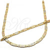 Oro Laminado Necklace and Bracelet, Gold Filled Style Diamond Cutting Finish, Tricolor, 06.102.0010
