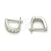 Sterling Silver Huggie Hoop, with White Cubic Zirconia, Polished, Rhodium Finish, 02.290.0001.10
