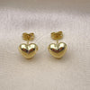 Oro Laminado Stud Earring, Gold Filled Style Heart and Hollow Design, Polished, Golden Finish, 02.341.0210