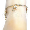 Oro Laminado Charm Anklet , Gold Filled Style Dolphin Design, Polished, Golden Finish, 03.63.2024.10
