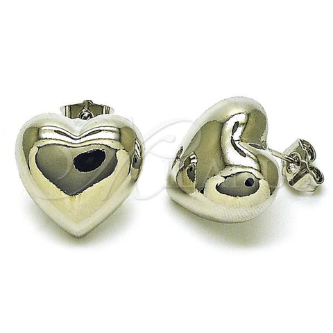 Rhodium Plated Stud Earring, Heart Design, Polished, Rhodium Finish, 02.163.0325.1