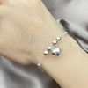 Sterling Silver Charm Bracelet, Heart Design, Polished, Silver Finish, 03.407.0005.07