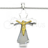 Stainless Steel Pendant Necklace, Crucifix Design, Polished, Two Tone, 04.116.0004.30
