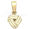 Oro Laminado Fancy Pendant, Gold Filled Style Love Knot Design, White Enamel Finish, Golden Finish, 05.163.0059