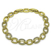Oro Laminado Tennis Bracelet, Gold Filled Style Rolo Design, with White Cubic Zirconia, Polished, Golden Finish, 03.213.0332.07