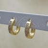 Oro Laminado Huggie Hoop, Gold Filled Style with Pink Micro Pave, Polished, Golden Finish, 02.210.0598.3.10
