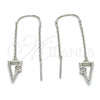 Sterling Silver Long Earring, with White Cubic Zirconia, Polished, Rhodium Finish, 02.186.0171.1