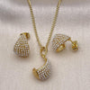 Oro Laminado Earring and Pendant Adult Set, Gold Filled Style with Ivory Pearl, Polished, Golden Finish, 10.379.0085