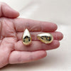 Oro Laminado Huggie Hoop, Gold Filled Style Teardrop Design, Polished, Golden Finish, 02.195.0367.18