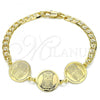 Oro Laminado Fancy Bracelet, Gold Filled Style Owl Design, Polished, Golden Finish, 03.63.2054.08