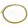 Oro Laminado Basic Anklet, Gold Filled Style Diamond Cutting Finish, Golden Finish, 03.213.0299.09