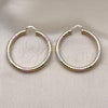 Oro Laminado Medium Hoop, Gold Filled Style Hollow Design, Diamond Cutting Finish, Tricolor, 02.213.0312.1.50