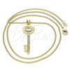 Oro Laminado Pendant Necklace, Gold Filled Style key Design, with White Micro Pave, Polished, Golden Finish, 04.156.0429.20