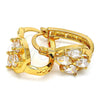 Oro Laminado Small Hoop, Gold Filled Style Teardrop Design, with White Cubic Zirconia, Polished, Golden Finish, 02.196.0001.15