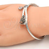 Rhodium Plated Individual Bangle, Heart Design, with Rose Patina Swarovski Crystals and White Micro Pave, Polished, Rhodium Finish, 07.239.0008.9 (03 MM Thickness, One size fits all)