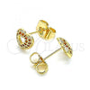 Oro Laminado Stud Earring, Gold Filled Style Heart Design, with Garnet Micro Pave, Polished, Golden Finish, 02.156.0623.1