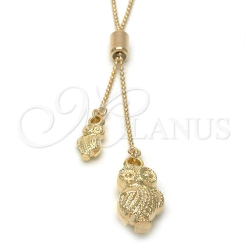 Oro Laminado Pendant Necklace, Gold Filled Style Owl Design, Polished, Golden Finish, 04.32.0010.2.28