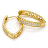 Oro Laminado Huggie Hoop, Gold Filled Style with White Micro Pave, Polished, Golden Finish, 02.217.0001.15